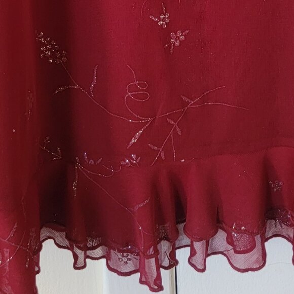 CITY TRIANGLES 90s Babydoll Burgundy Whimsigoth Dark Fairy Dress M Flora - Picture 4 of 9